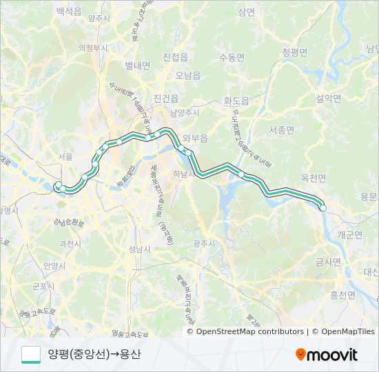 중앙선 (JUNGANG LINE) 지하철 노선 지도