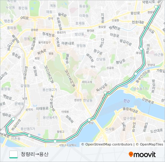 중앙선 (JUNGANG LINE) 지하철 노선 지도
