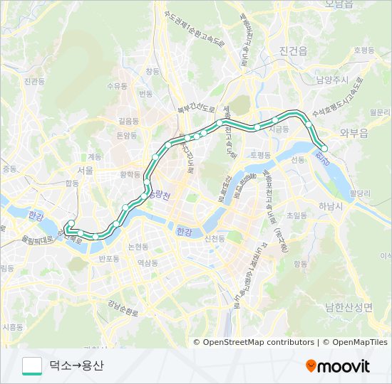 중앙선 (JUNGANG LINE) subway Line Map