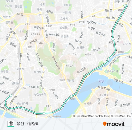 중앙선 (JUNGANG LINE) 지하철 노선 지도