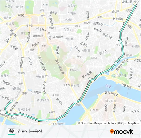 중앙선 (JUNGANG LINE) 지하철 노선 지도