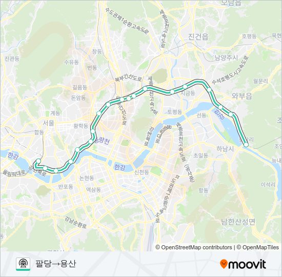 중앙선 (JUNGANG LINE) 지하철 노선 지도