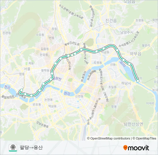 중앙선 (JUNGANG LINE) Subway Line Map