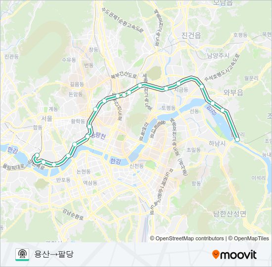 중앙선 (JUNGANG LINE) 지하철 노선 지도
