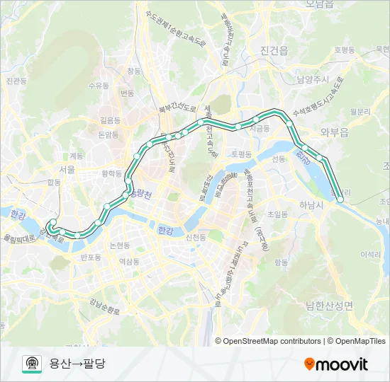 중앙선 (JUNGANG LINE) 지하철 노선 지도