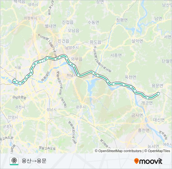 중앙선 (JUNGANG LINE) Subway Line Map