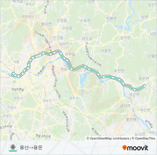 중앙선 (JUNGANG LINE) 지하철 노선 지도