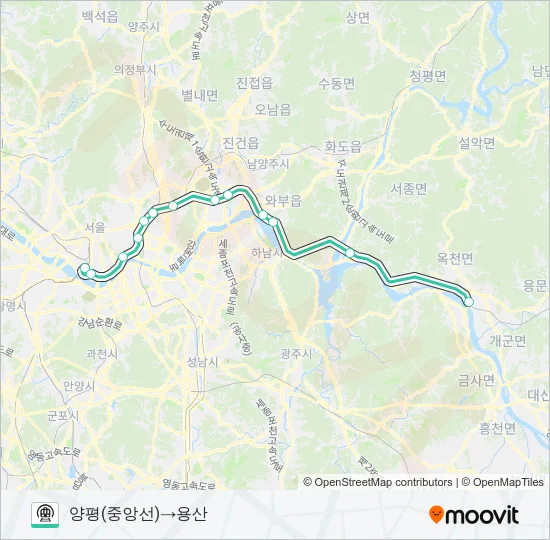 중앙선 (JUNGANG LINE) Subway Line Map