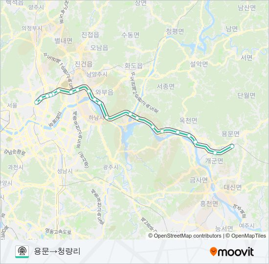 중앙선 (JUNGANG LINE) 지하철 노선 지도