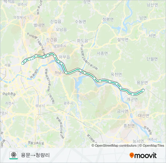 중앙선 (JUNGANG LINE) 지하철 노선 지도