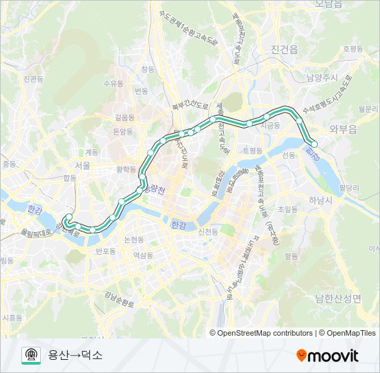 중앙선 (JUNGANG LINE) 지하철 노선 지도