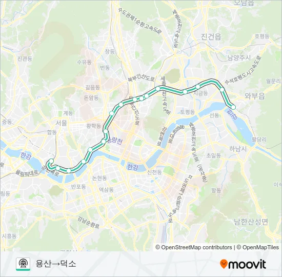중앙선 (JUNGANG LINE) 지하철 노선 지도