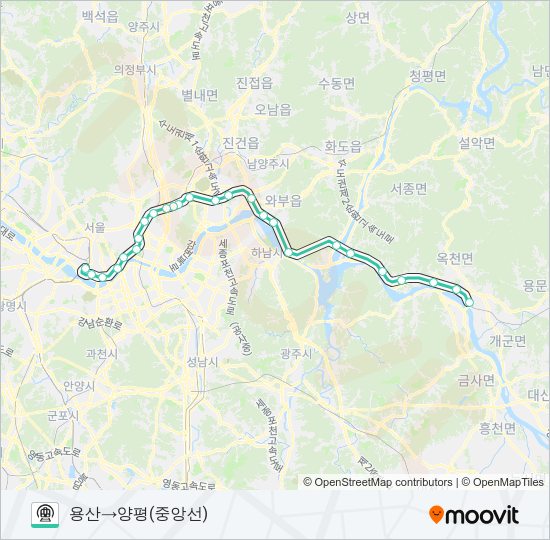 중앙선 (JUNGANG LINE) 지하철 노선 지도