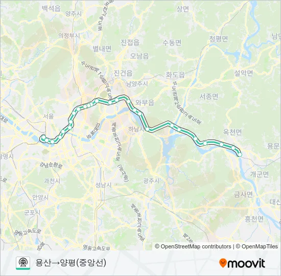 중앙선 (JUNGANG LINE) Subway Line Map