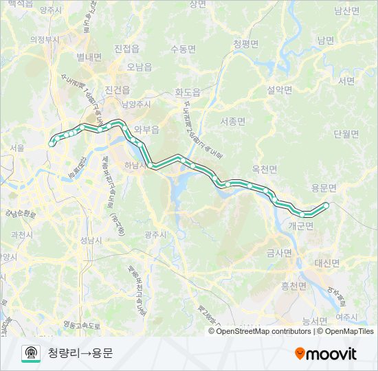 중앙선 (JUNGANG LINE) 지하철 노선 지도