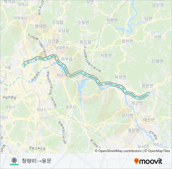 중앙선 (JUNGANG LINE) 지하철 노선 지도