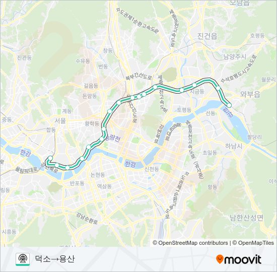 중앙선 (JUNGANG LINE) 지하철 노선 지도