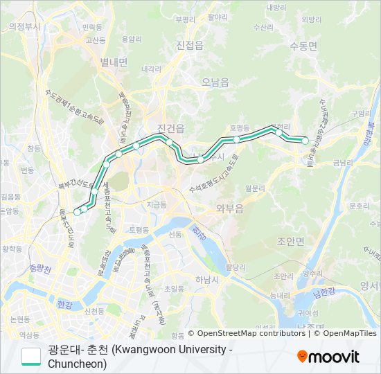 경춘선 (GYEONGCHUN LINE) 지하철 노선 지도