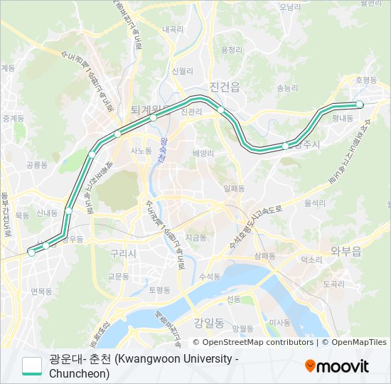 경춘선 (GYEONGCHUN LINE) 지하철 노선 지도