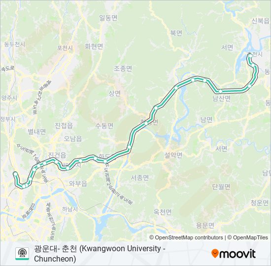 경춘선 (GYEONGCHUN LINE) 지하철 노선 지도