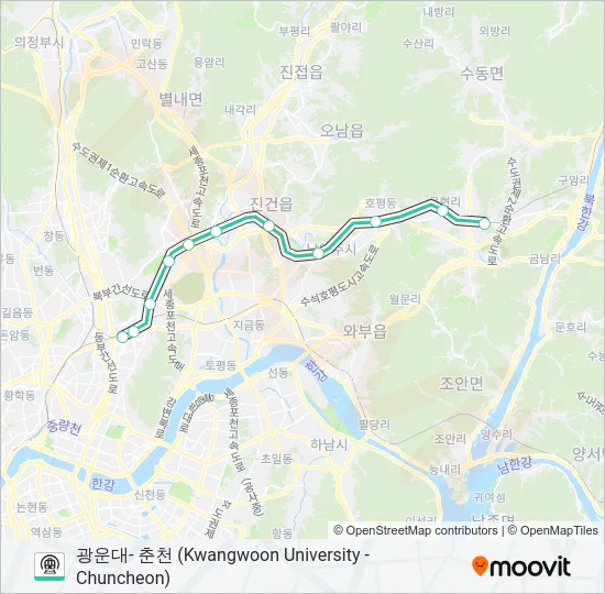 경춘선 (GYEONGCHUN LINE) 지하철 노선 지도