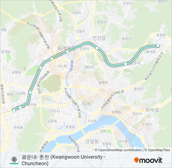 경춘선 (GYEONGCHUN LINE) 지하철 노선 지도