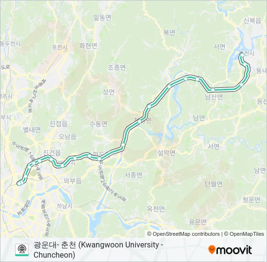 경춘선 (GYEONGCHUN LINE) 지하철 노선 지도