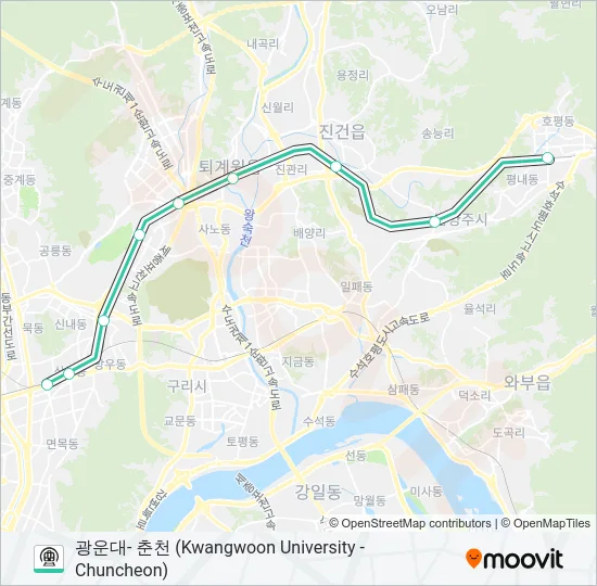 경춘선 (GYEONGCHUN LINE) Subway Line Map