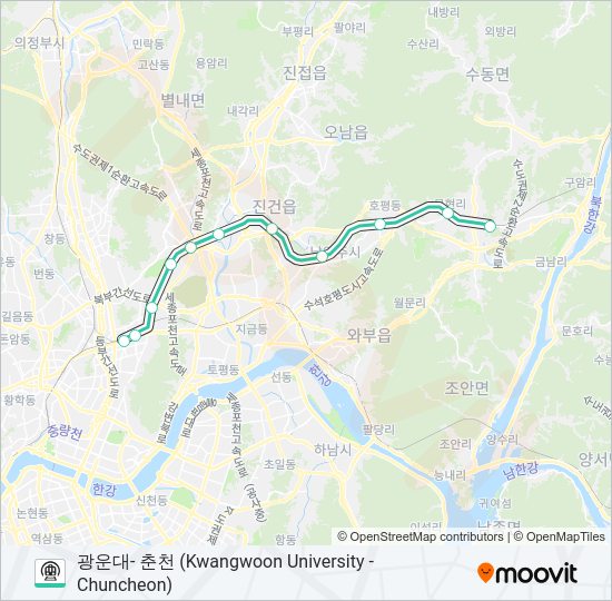 경춘선 (GYEONGCHUN LINE) 지하철 노선 지도
