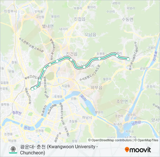 경춘선 (GYEONGCHUN LINE) 지하철 노선 지도