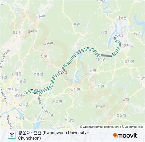 경춘선 (GYEONGCHUN LINE) 지하철 노선 지도