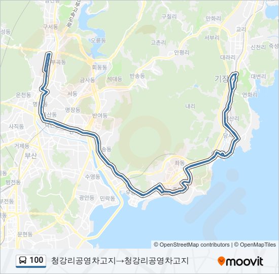 100 버스 노선 지도