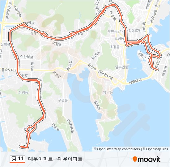 11 버스 노선 지도