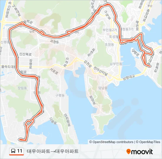 11 버스 노선 지도