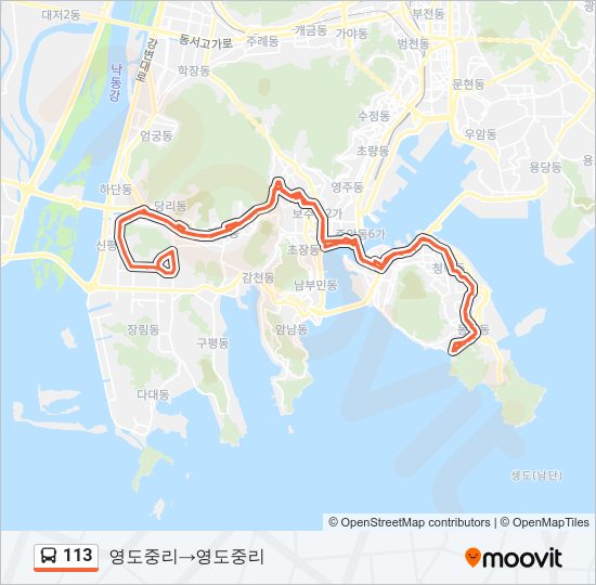 113 버스 노선 지도