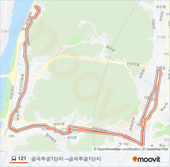 121 Bus Line Map