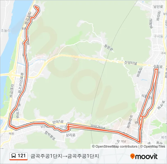 121 버스 노선 지도