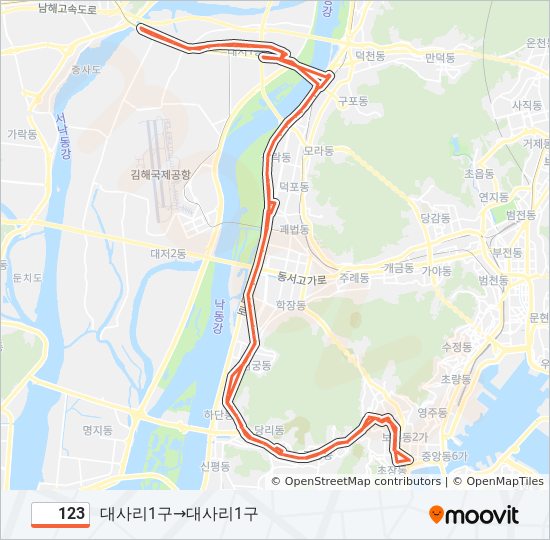 123 경로: 일정, 정거장 & 지도 - 대사리1구‎→대사리1구 (업데이트됨)