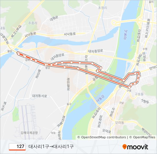 127 경로: 일정, 정거장 & 지도 - 대사리1구‎→대사리1구 (업데이트됨)