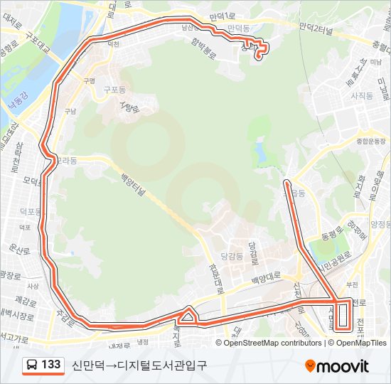 133 버스 노선 지도