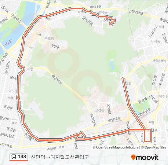 133 버스 노선 지도