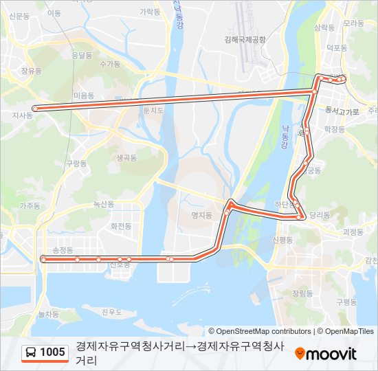 1005 버스 노선 지도