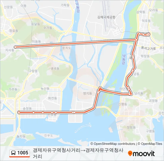 1005 버스 노선 지도