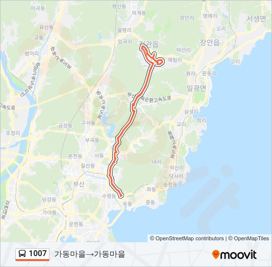 1007 버스 노선 지도
