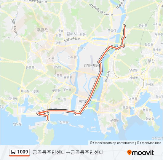 1009 버스 노선 지도