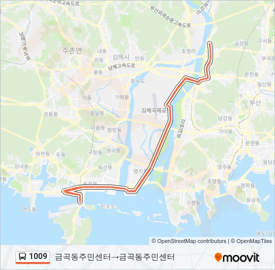1009 버스 노선 지도