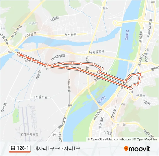 128-1 버스 노선 지도