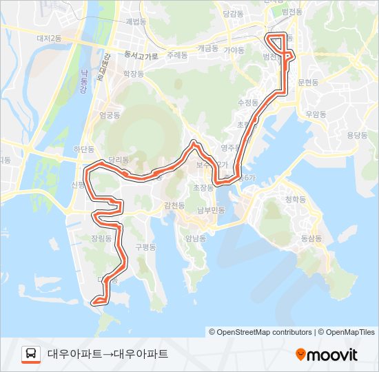 1000(심야) 버스 노선 지도