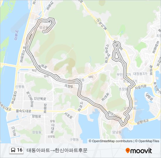 16 Bus Line Map