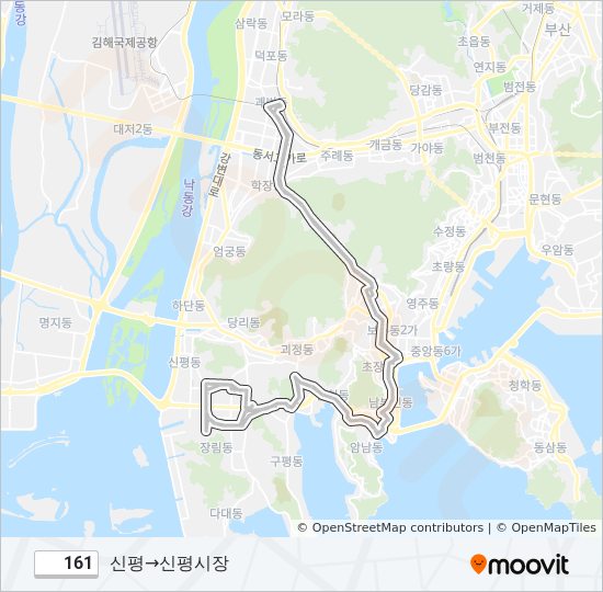 161 경로: 일정, 정거장 & 지도 - 신평‎→신평시장 (업데이트됨)